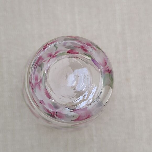 Hand Painted Floral Glass Vase Artist Signed Vintage - Picture 5 of 6